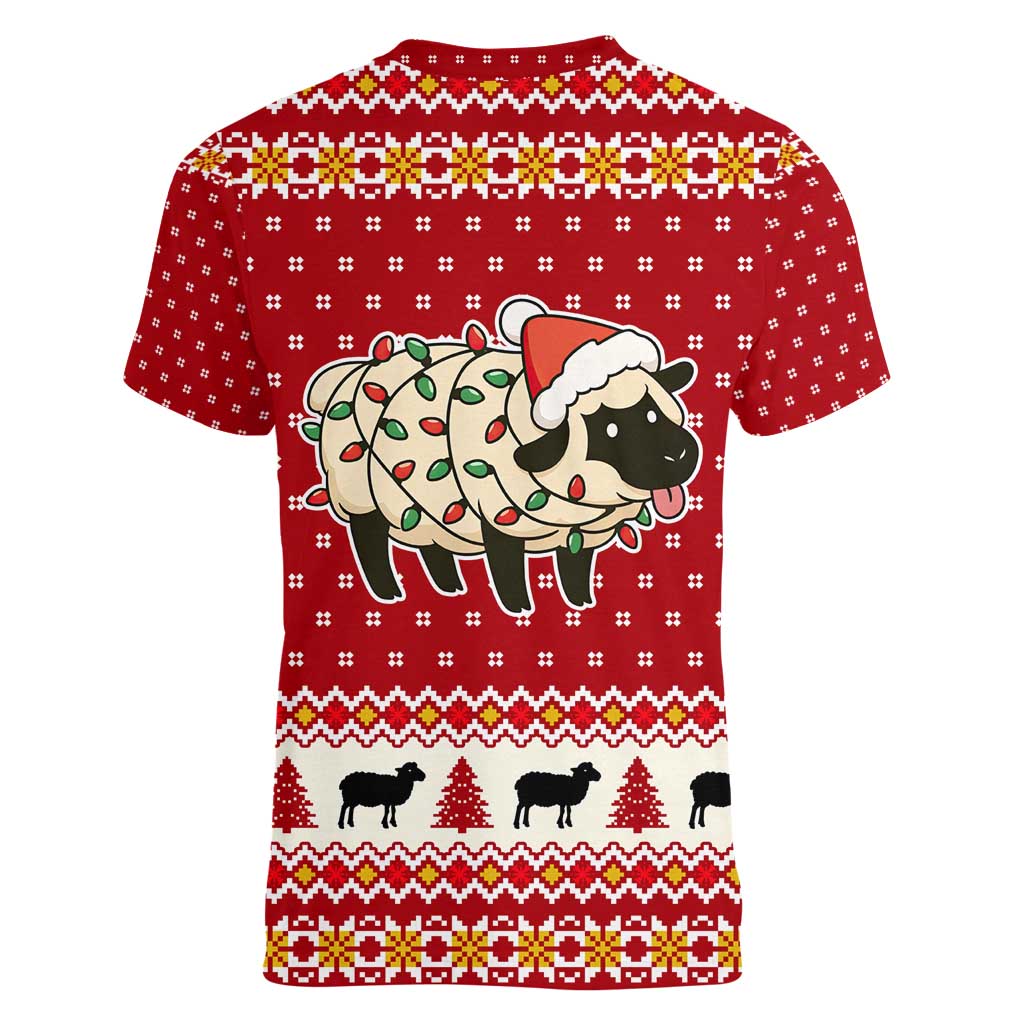 Sheep Merry Christmas Women V-Neck T-Shirt Xmas Holiday Patterns - Wonder Print Shop
