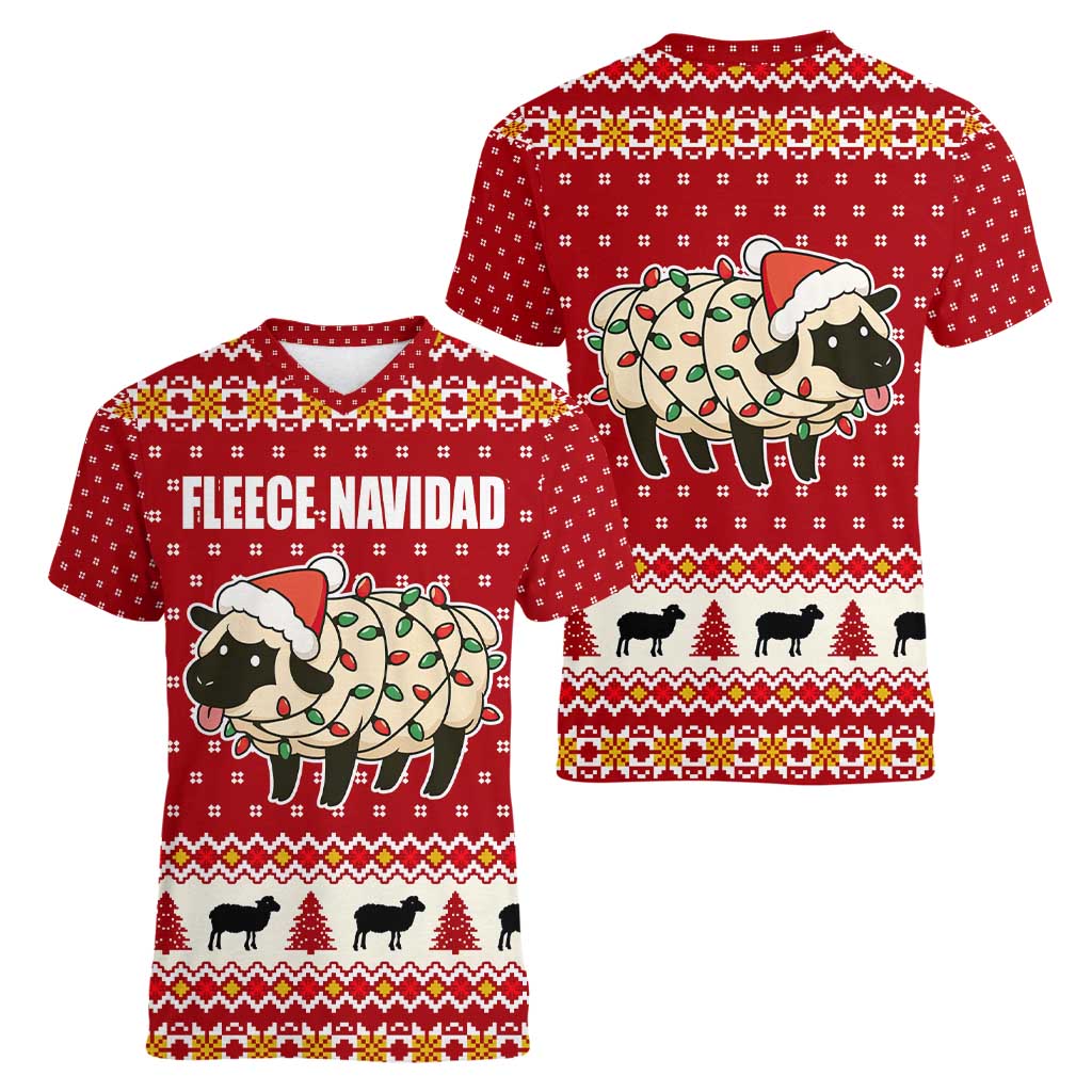 Sheep Merry Christmas Women V-Neck T-Shirt Xmas Holiday Patterns - Wonder Print Shop