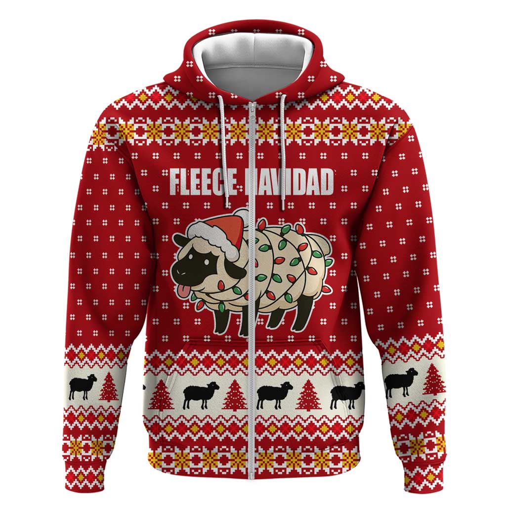 Sheep Merry Christmas Zip Hoodie Xmas Holiday Patterns - Wonder Print Shop