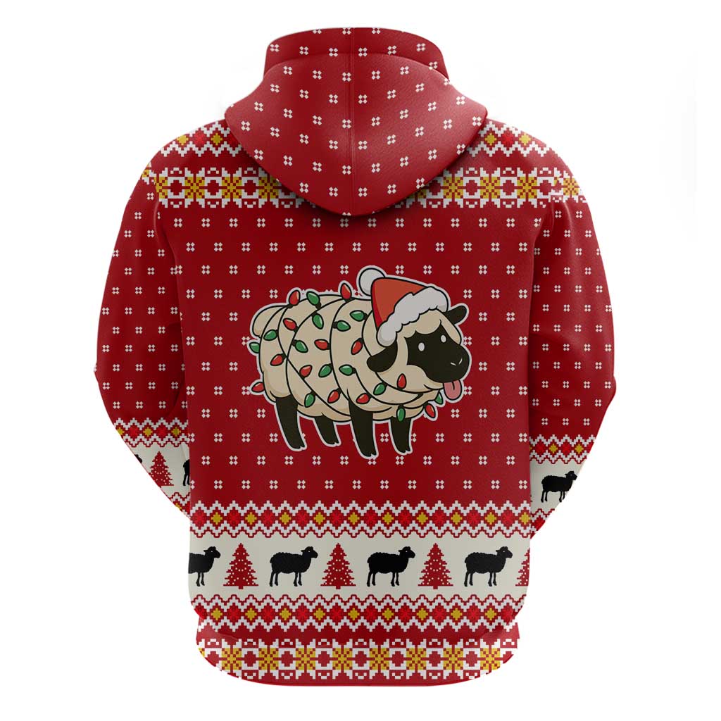 Sheep Merry Christmas Zip Hoodie Xmas Holiday Patterns - Wonder Print Shop