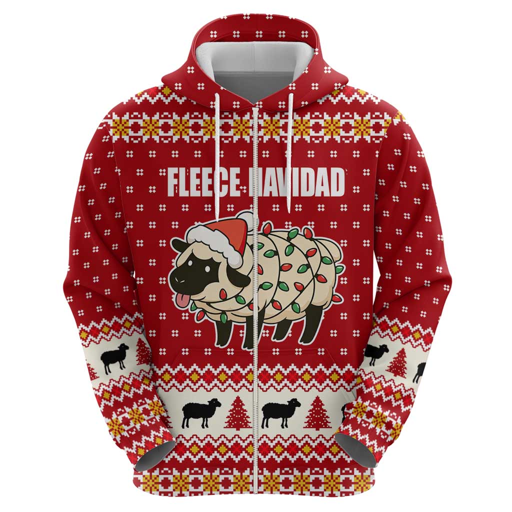 Sheep Merry Christmas Zip Hoodie Xmas Holiday Patterns - Wonder Print Shop