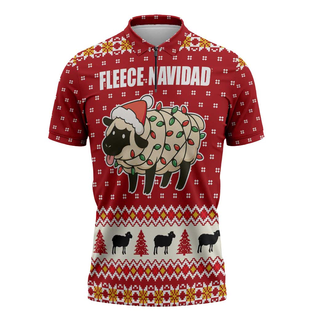 Sheep Merry Christmas Zipper Polo Shirt Xmas Holiday Patterns - Wonder Print Shop