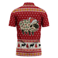 Sheep Merry Christmas Zipper Polo Shirt Xmas Holiday Patterns - Wonder Print Shop