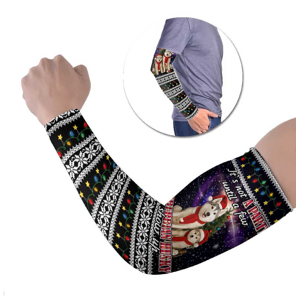 Siberian Husky Show Up Xmas Christmas Arm Sleeves Xmas Holiday Patterns - Wonder Print Shop