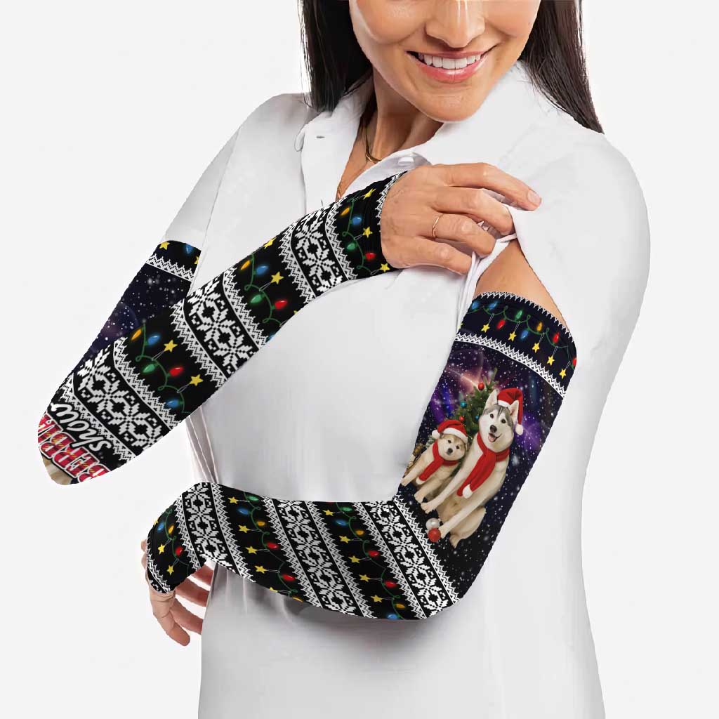 Siberian Husky Show Up Xmas Christmas Arm Sleeves Xmas Holiday Patterns - Wonder Print Shop