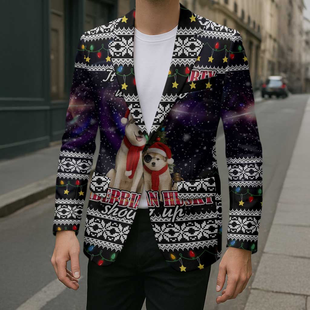 Siberian Husky Show Up Xmas Christmas Blazer Xmas Holiday Patterns - Wonder Print Shop