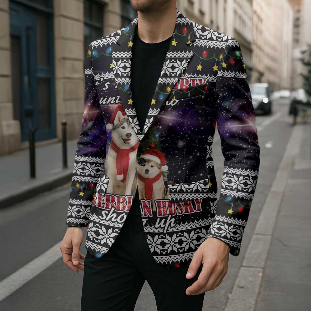 Siberian Husky Show Up Xmas Christmas Blazer Xmas Holiday Patterns - Wonder Print Shop