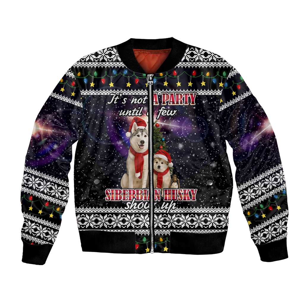 Siberian Husky Show Up Xmas Christmas Bomber Jacket Xmas Holiday Patterns - Wonder Print Shop