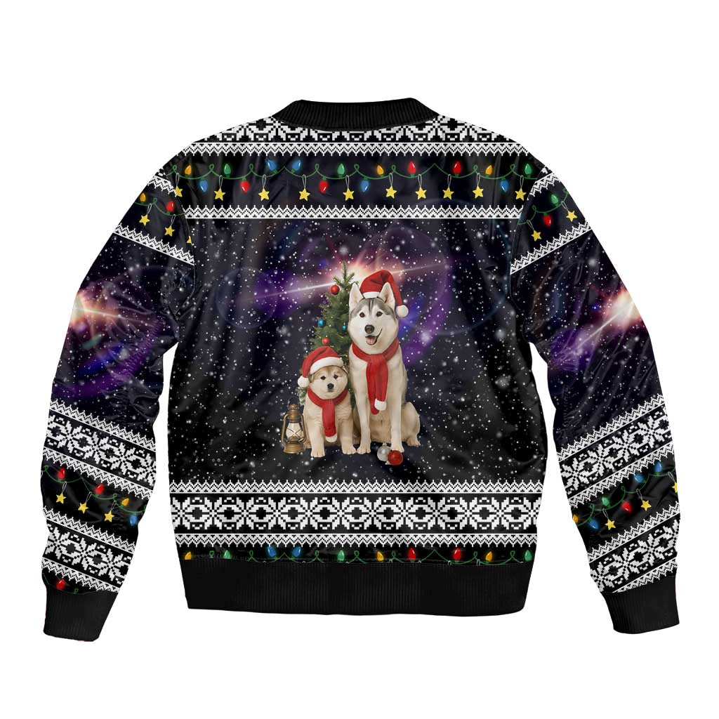 Siberian Husky Show Up Xmas Christmas Bomber Jacket Xmas Holiday Patterns - Wonder Print Shop