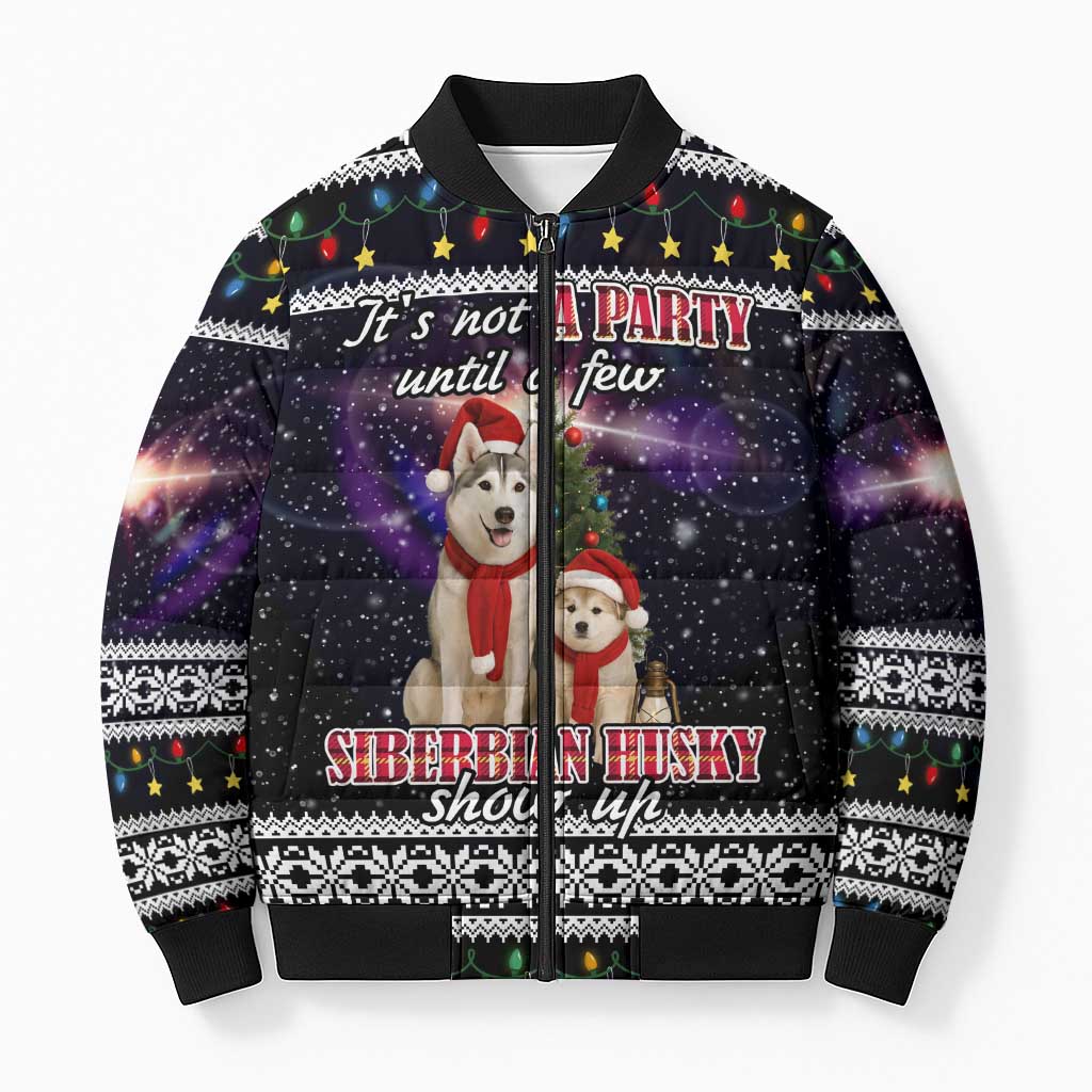 Siberian Husky Show Up Xmas Christmas Bomber Puffer Jacket Xmas Holiday Patterns - Wonder Print Shop