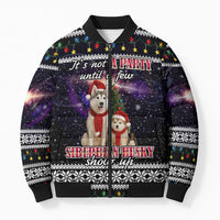Siberian Husky Show Up Xmas Christmas Bomber Puffer Jacket Xmas Holiday Patterns - Wonder Print Shop