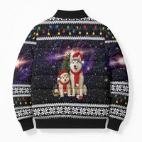 Siberian Husky Show Up Xmas Christmas Bomber Puffer Jacket Xmas Holiday Patterns - Wonder Print Shop
