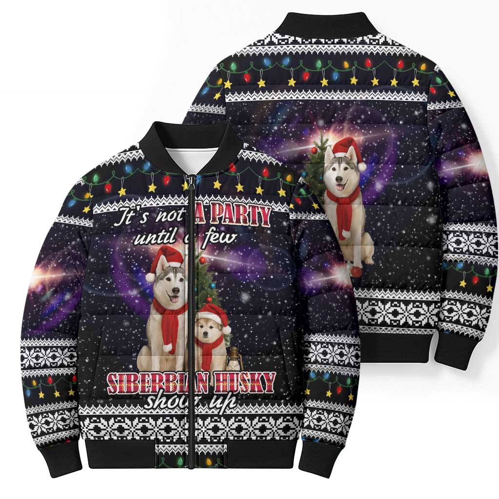 Siberian Husky Show Up Xmas Christmas Bomber Puffer Jacket Xmas Holiday Patterns - Wonder Print Shop