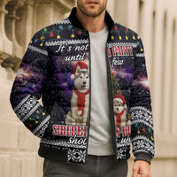 Siberian Husky Show Up Xmas Christmas Bomber Puffer Jacket Xmas Holiday Patterns - Wonder Print Shop