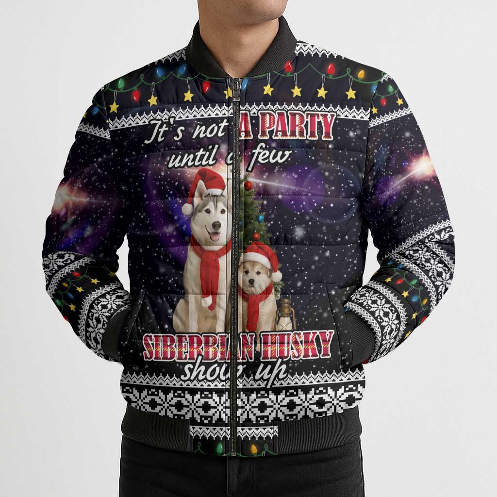 Siberian Husky Show Up Xmas Christmas Bomber Puffer Jacket Xmas Holiday Patterns - Wonder Print Shop