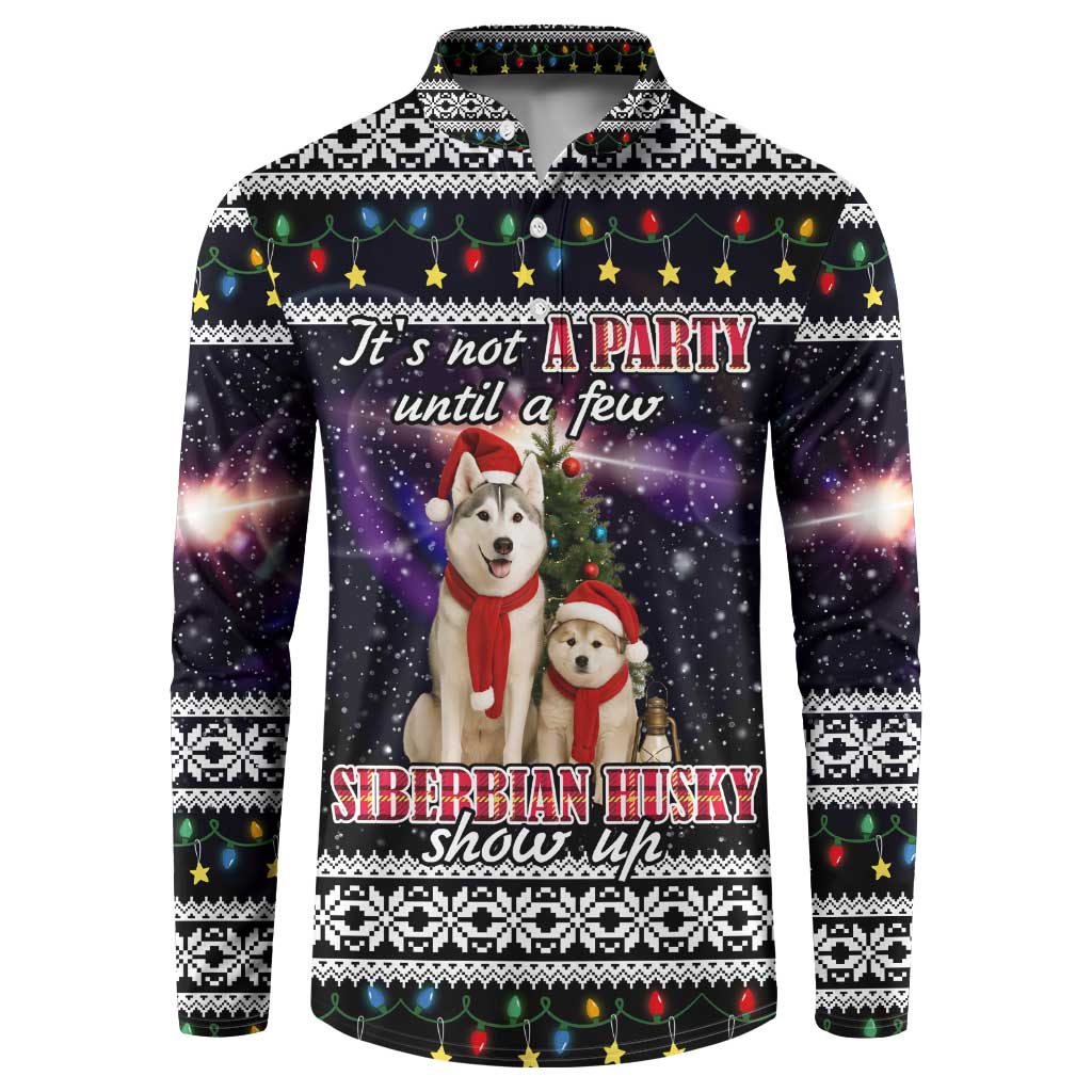 Siberian Husky Show Up Xmas Christmas Button Sweatshirt Xmas Holiday Patterns - Wonder Print Shop