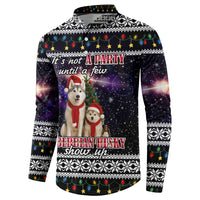 Siberian Husky Show Up Xmas Christmas Button Sweatshirt Xmas Holiday Patterns - Wonder Print Shop
