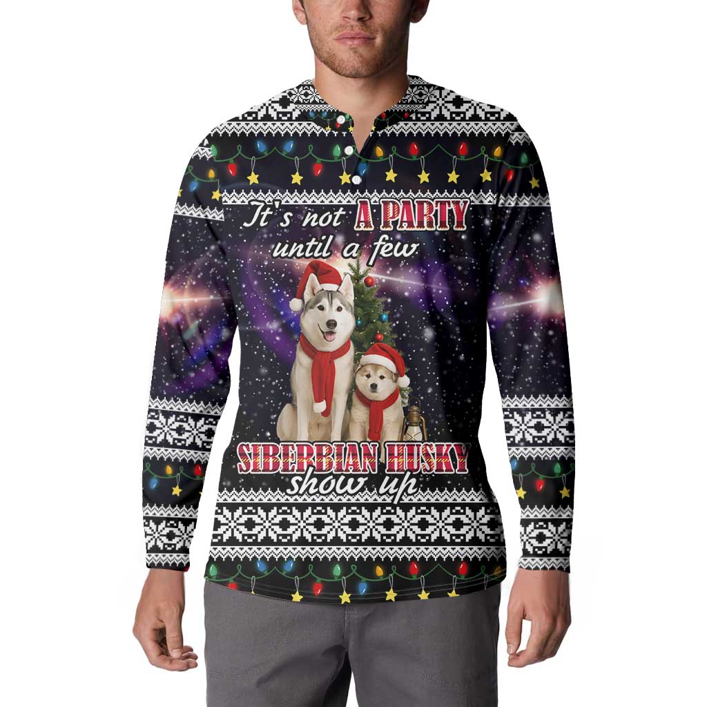 Siberian Husky Show Up Xmas Christmas Button Sweatshirt Xmas Holiday Patterns - Wonder Print Shop