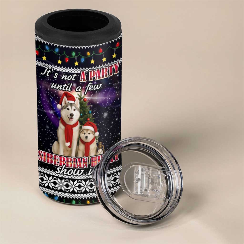 Siberian Husky Show Up Xmas Christmas 4 in 1 Can Cooler Tumbler Xmas Holiday Patterns - Wonder Print Shop