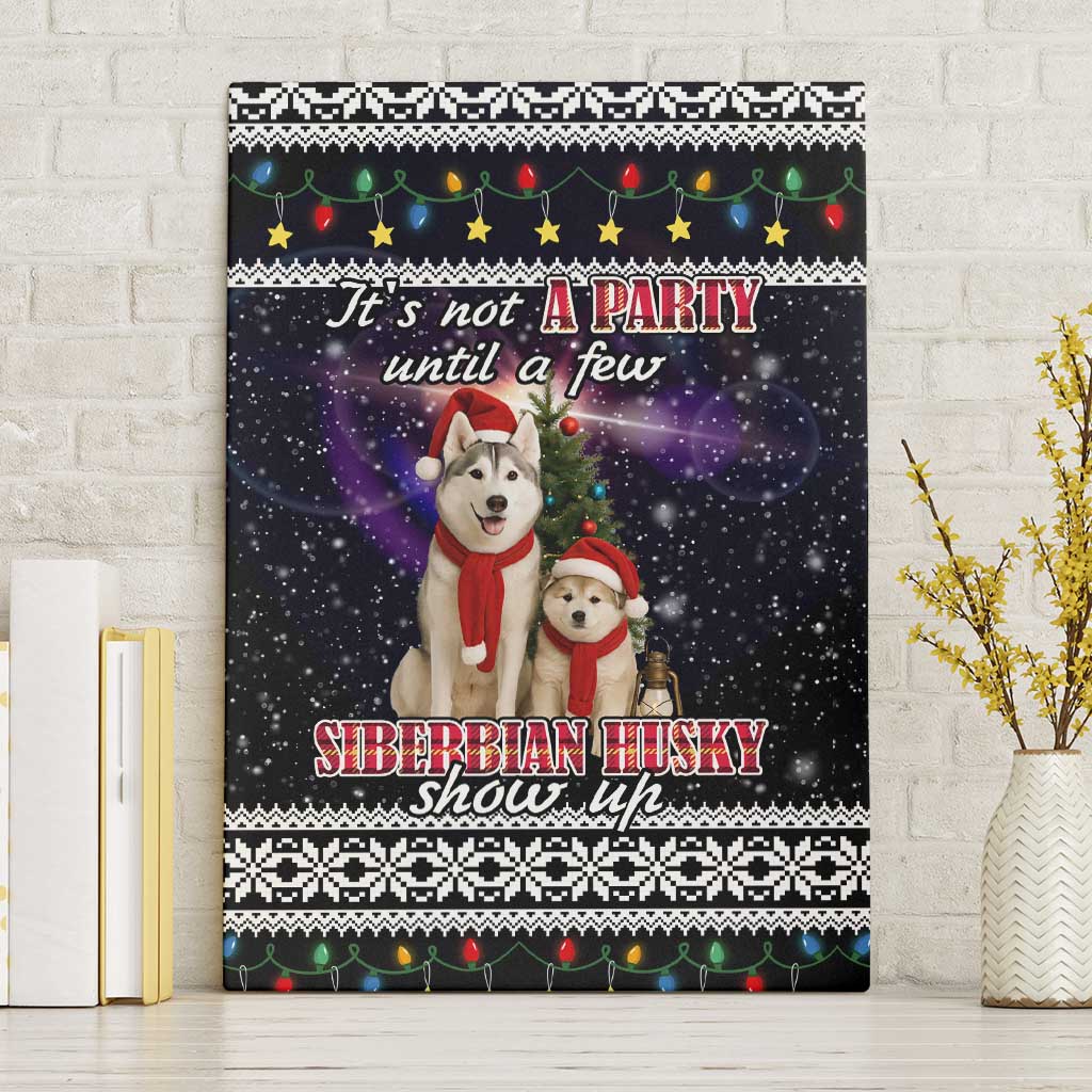 Siberian Husky Show Up Xmas Christmas Canvas Wall Art Xmas Holiday Patterns - Wonder Print Shop