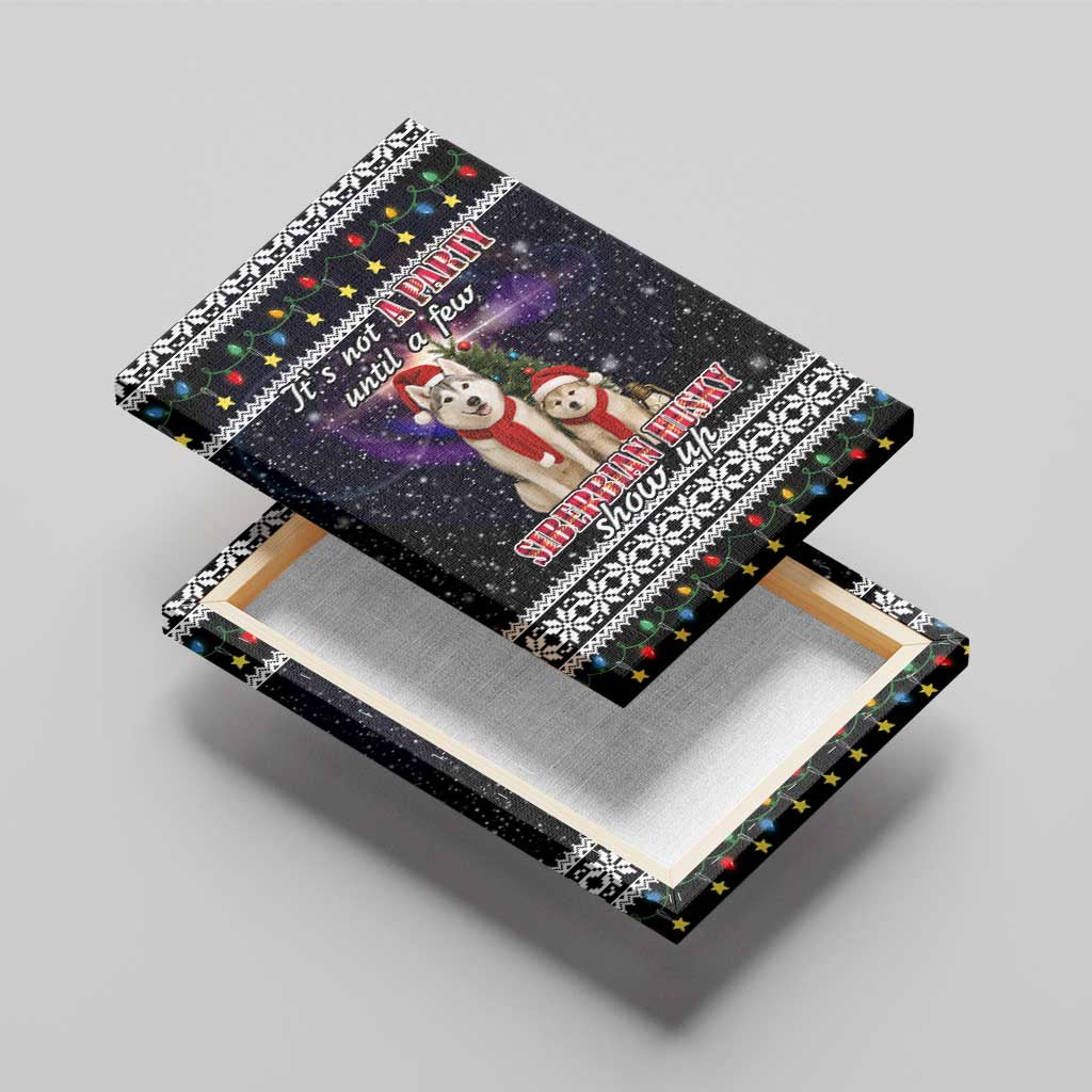 Siberian Husky Show Up Xmas Christmas Canvas Wall Art Xmas Holiday Patterns - Wonder Print Shop