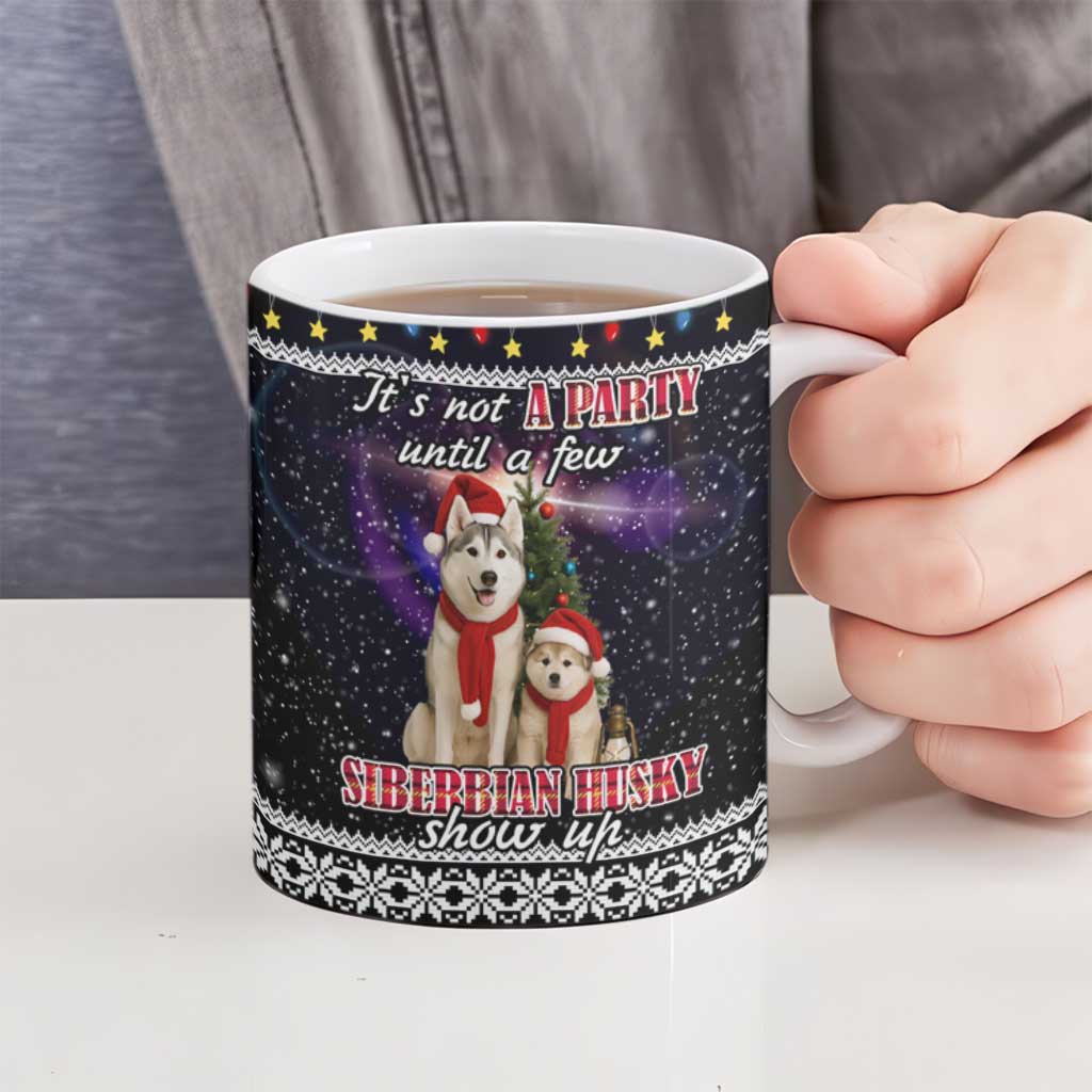 Siberian Husky Show Up Xmas Christmas Ceramic Mug Xmas Holiday Patterns - Wonder Print Shop