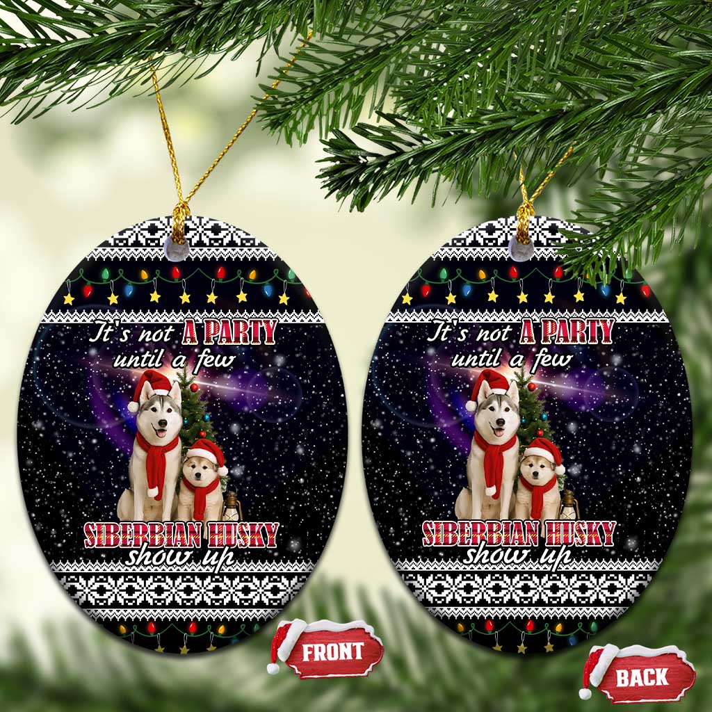 Siberian Husky Show Up Xmas Christmas Ceramic Ornament Xmas Holiday Patterns - Wonder Print Shop