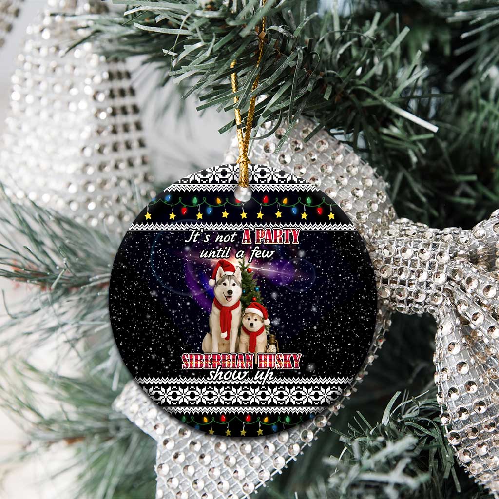Siberian Husky Show Up Xmas Christmas Ceramic Ornament Xmas Holiday Patterns - Wonder Print Shop