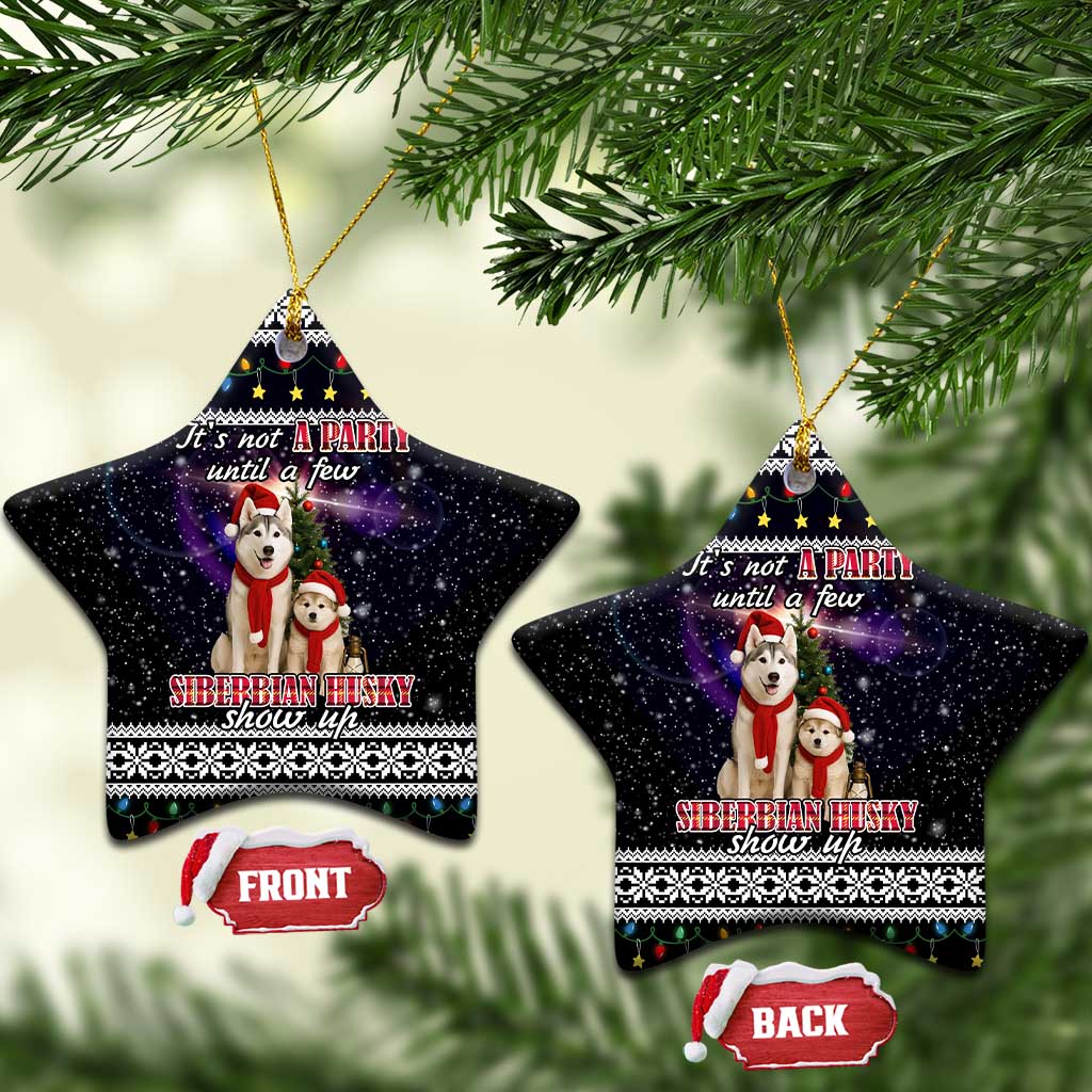 Siberian Husky Show Up Xmas Christmas Ceramic Ornament Xmas Holiday Patterns - Wonder Print Shop