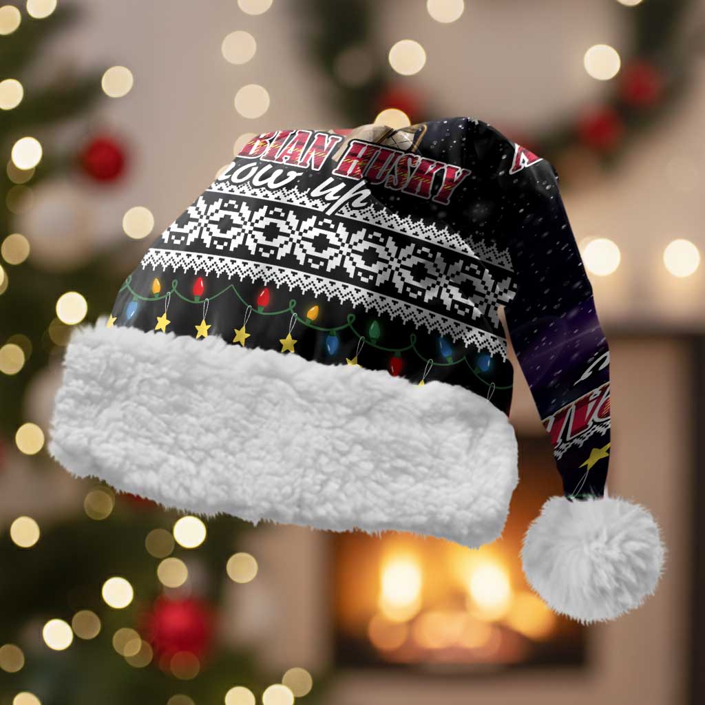 Siberian Husky Show Up Xmas Christmas Santa Hat Xmas Holiday Patterns - Wonder Print Shop