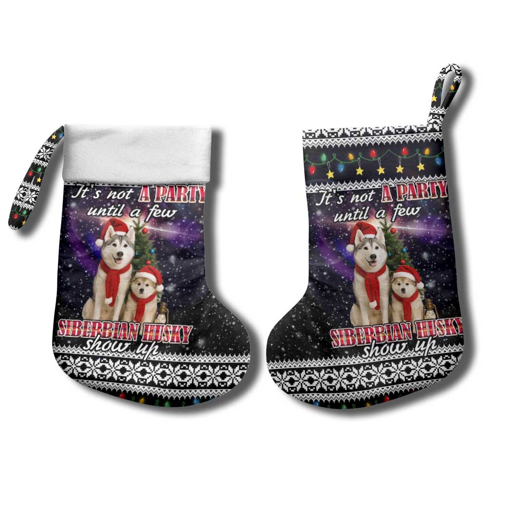 Siberian Husky Show Up Xmas Christmas Stocking Xmas Holiday Patterns - Wonder Print Shop