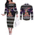 Siberian Husky Show Up Xmas Christmas Couples Matching Off The Shoulder Long Sleeve Dress and Long Sleeve Button Shirt Xmas Holiday Patterns - Wonder Print Shop