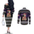 Siberian Husky Show Up Xmas Christmas Couples Matching Off The Shoulder Long Sleeve Dress and Long Sleeve Button Shirt Xmas Holiday Patterns - Wonder Print Shop