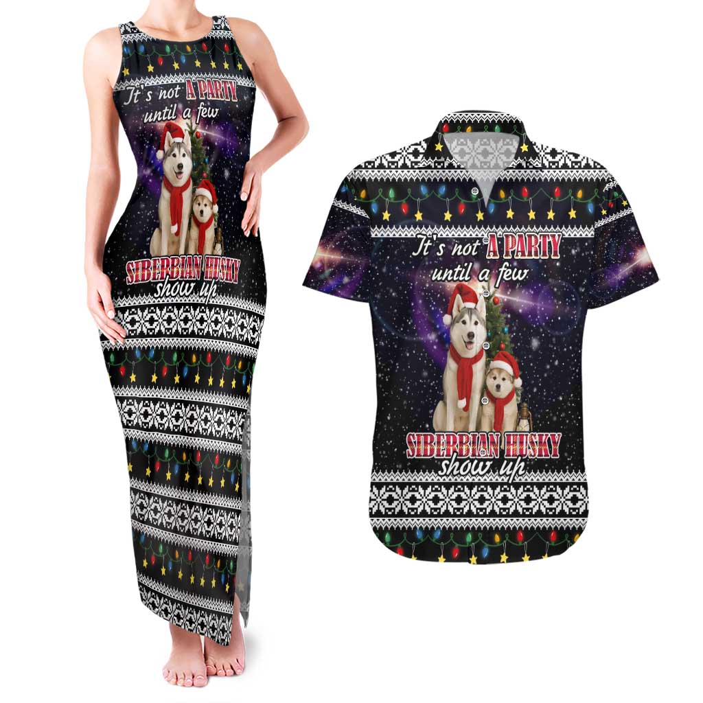 Siberian Husky Show Up Xmas Christmas Couples Matching Tank Maxi Dress and Hawaiian Shirt Xmas Holiday Patterns - Wonder Print Shop