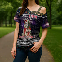 Siberian Husky Show Up Xmas Christmas Cross Shoulder Shirt Xmas Holiday Patterns - Wonder Print Shop