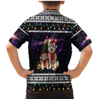 Siberian Husky Show Up Xmas Christmas Family Matching Mermaid Dress and Hawaiian Shirt Xmas Holiday Patterns - Wonder Print Shop