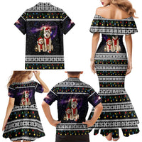 Siberian Husky Show Up Xmas Christmas Family Matching Mermaid Dress and Hawaiian Shirt Xmas Holiday Patterns - Wonder Print Shop