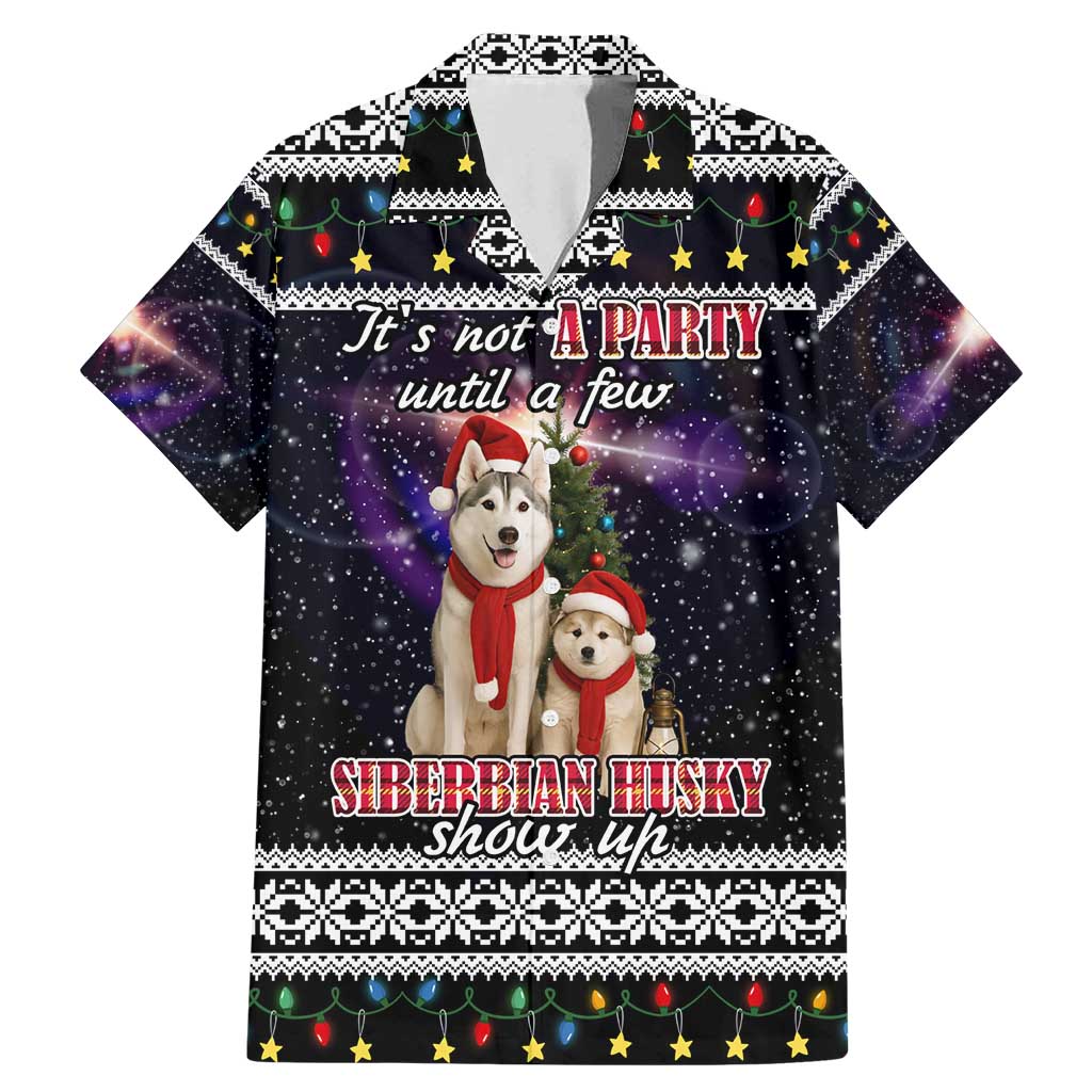 Siberian Husky Show Up Xmas Christmas Family Matching Mermaid Dress and Hawaiian Shirt Xmas Holiday Patterns - Wonder Print Shop