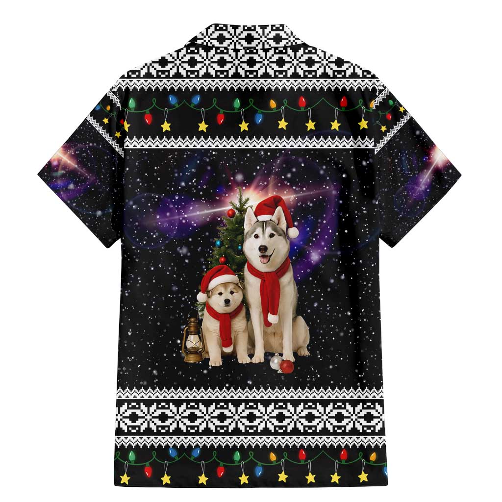 Siberian Husky Show Up Xmas Christmas Family Matching Mermaid Dress and Hawaiian Shirt Xmas Holiday Patterns - Wonder Print Shop