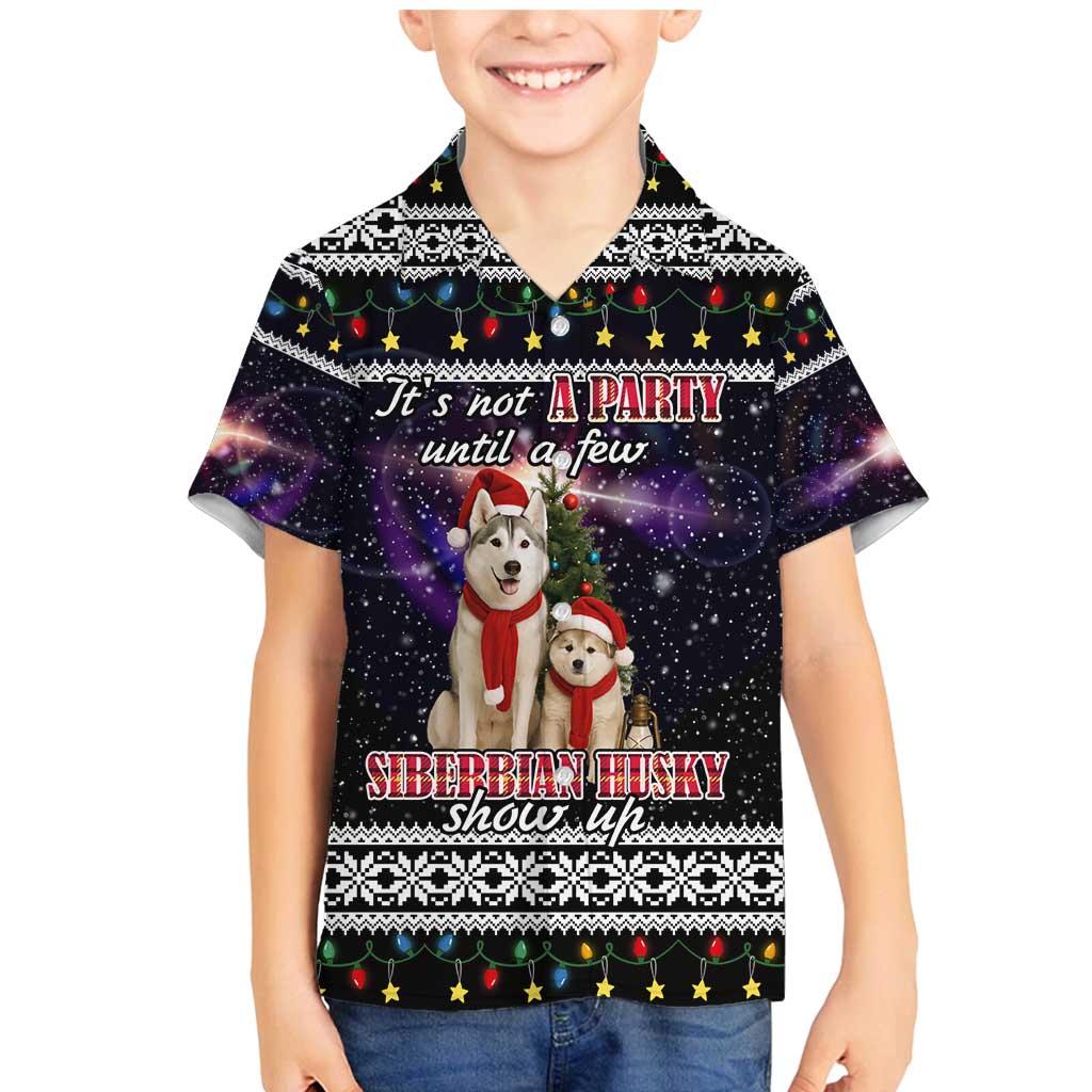 Siberian Husky Show Up Xmas Christmas Family Matching Mermaid Dress and Hawaiian Shirt Xmas Holiday Patterns - Wonder Print Shop