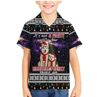 Siberian Husky Show Up Xmas Christmas Family Matching Mermaid Dress and Hawaiian Shirt Xmas Holiday Patterns - Wonder Print Shop