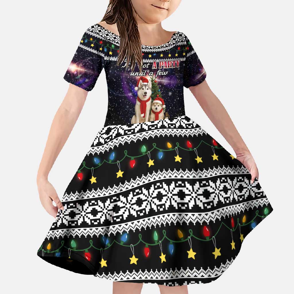 Siberian Husky Show Up Xmas Christmas Family Matching Off Shoulder Maxi Dress and Hawaiian Shirt Xmas Holiday Patterns - Wonder Print Shop