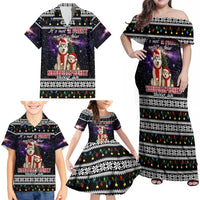 Siberian Husky Show Up Xmas Christmas Family Matching Off Shoulder Maxi Dress and Hawaiian Shirt Xmas Holiday Patterns - Wonder Print Shop