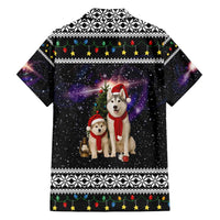 Siberian Husky Show Up Xmas Christmas Family Matching Off Shoulder Maxi Dress and Hawaiian Shirt Xmas Holiday Patterns - Wonder Print Shop