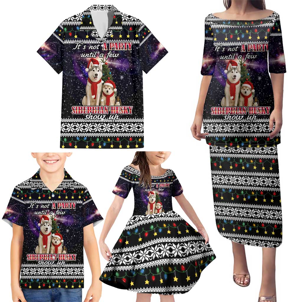 Siberian Husky Show Up Xmas Christmas Family Matching Puletasi and Hawaiian Shirt Xmas Holiday Patterns - Wonder Print Shop