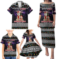 Siberian Husky Show Up Xmas Christmas Family Matching Puletasi and Hawaiian Shirt Xmas Holiday Patterns - Wonder Print Shop