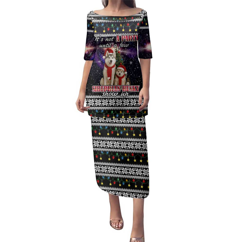 Siberian Husky Show Up Xmas Christmas Family Matching Puletasi and Hawaiian Shirt Xmas Holiday Patterns - Wonder Print Shop