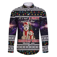 Siberian Husky Show Up Xmas Christmas Family Matching Short Sleeve Bodycon Dress and Hawaiian Shirt Xmas Holiday Patterns - Wonder Print Shop