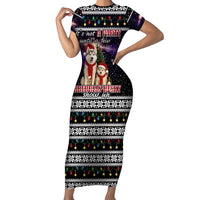 Siberian Husky Show Up Xmas Christmas Family Matching Short Sleeve Bodycon Dress and Hawaiian Shirt Xmas Holiday Patterns - Wonder Print Shop