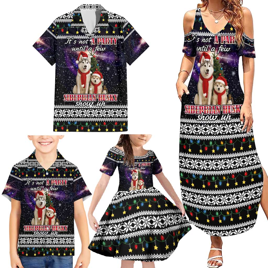 Siberian Husky Show Up Xmas Christmas Family Matching Summer Maxi Dress and Hawaiian Shirt Xmas Holiday Patterns - Wonder Print Shop